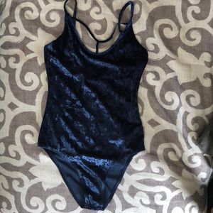 Blue velvet bodysuit xs